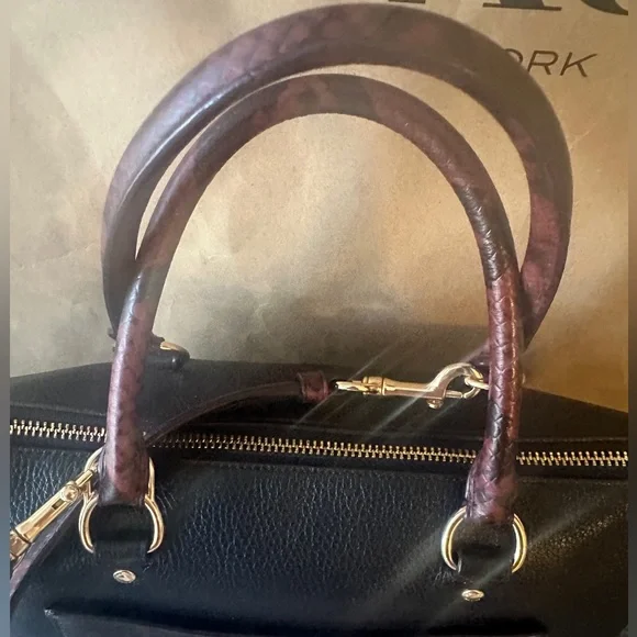 Coach Emma Satchel F34280 Colorblock Signature + Snake Handles Crossbody - Picture 10 of 13